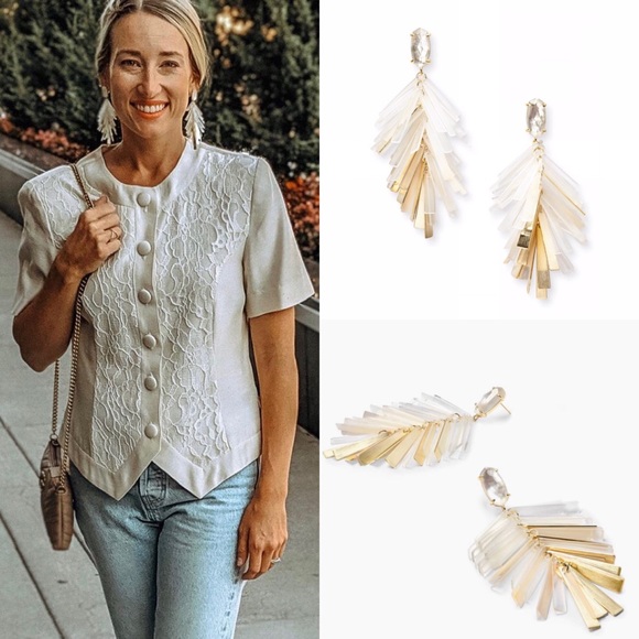 kate spade Jewelry - Kendra Scott Jasper Gold Statement Earrings Ivory